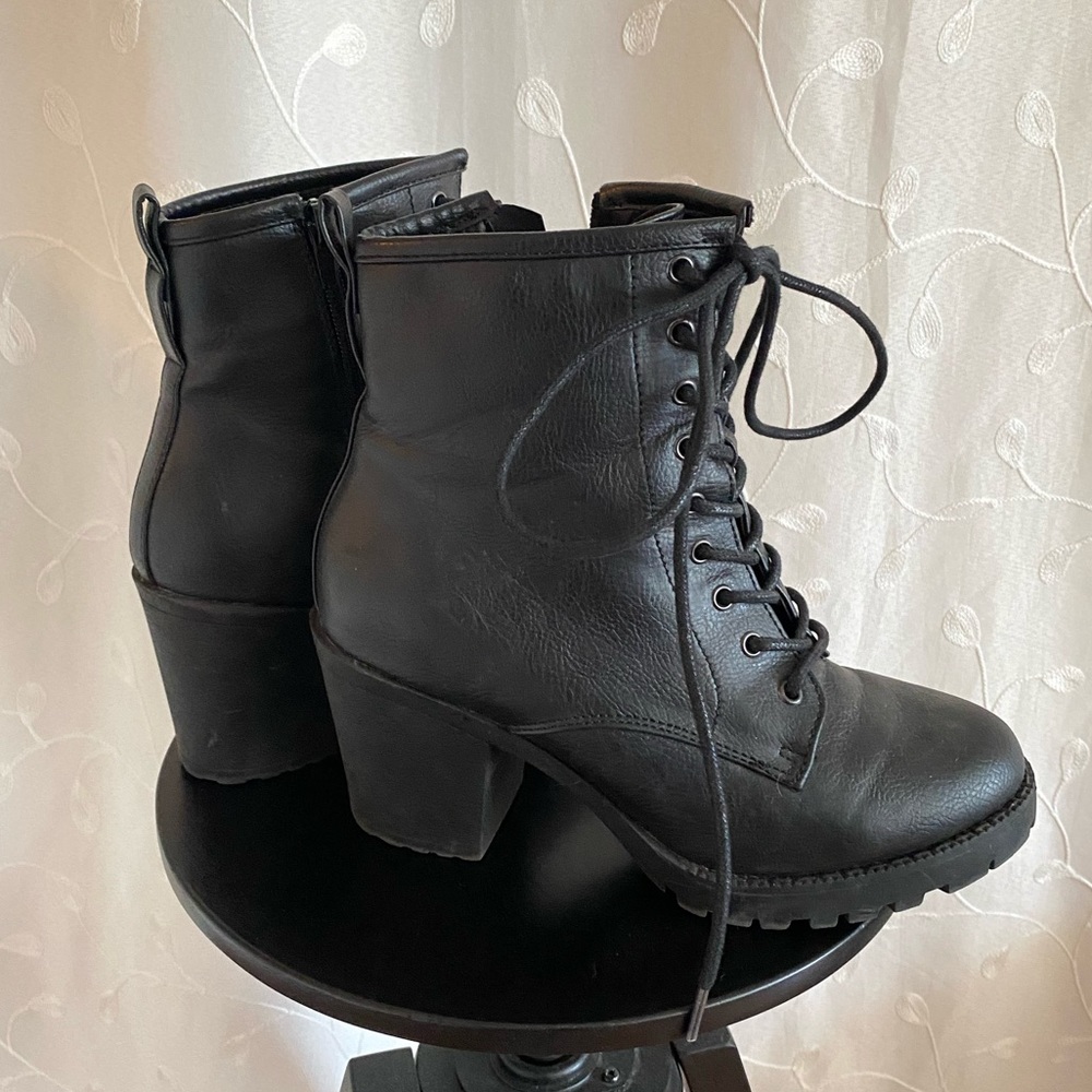 Heeled Faux Leather Booties